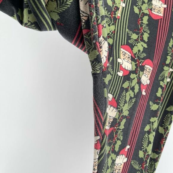 LULAROE Women’s Santa & Holly Red Green Striped High Waist Christmas Leggings - Picture 8 of 14
